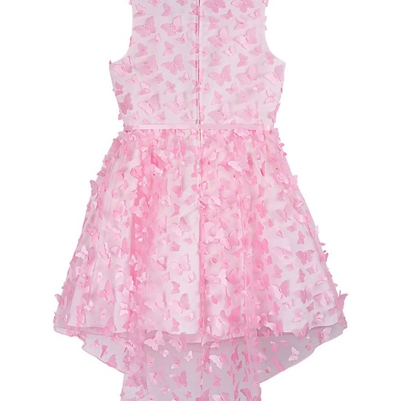 Girls pink 3d hi low butterfly mesh dress 8 rare editions - Picture 3 of 8